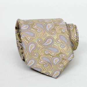 Jos A Bank Signature Green Blue Paisley Pattern Silk Mens Necktie Tie Ties Lux